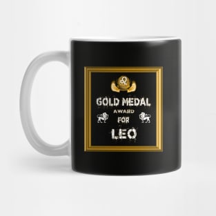 Leo Birthday Gift Gold Medal Award Winner Mug